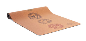 Chakras Cork Yoga Mat (High Grip & Anti Slip ,Free Carrying Strap)